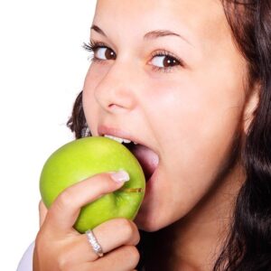 Apple Female Face Diet Food Eat Bite Fruit Girl